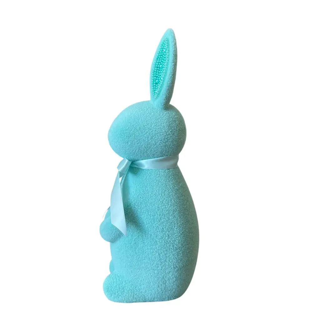 Spring Gatherings Flocked Bunny With Faux Pearl Ears & Ribbon 15